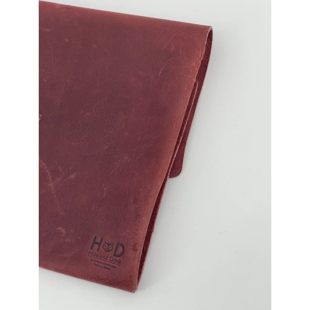 Hide & Drink Leather Pouch Wallet Red Handmade Snap Closure Unisex Rustic.